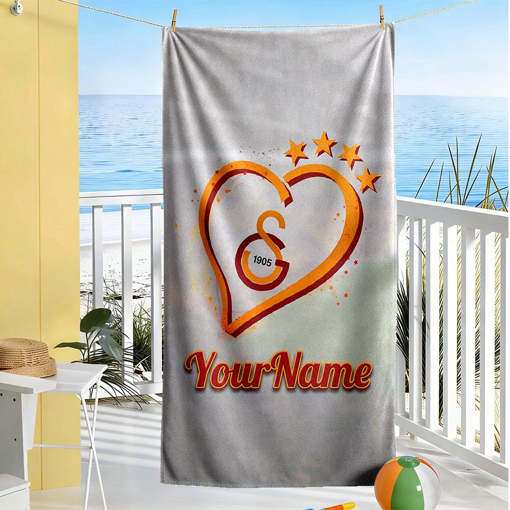 Galatasaray Customizable Name Beach Towel High Absorbency & Quick-Dry Suitable for Swimming Gym Camping Yoga Vacation
