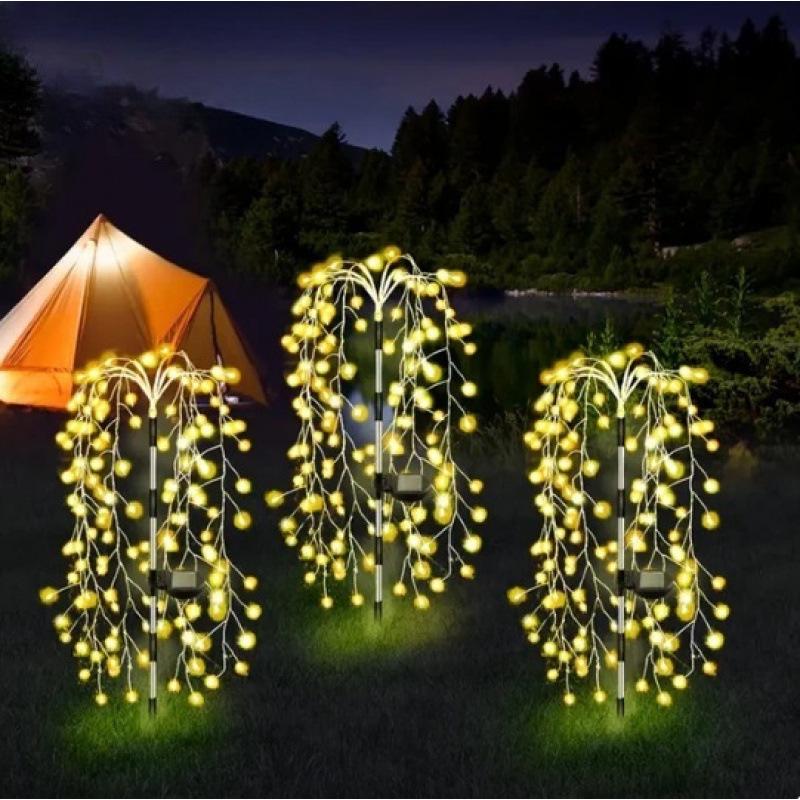 Solar LED Pathway Lights - Warm Light Firecracker String for Garden, Courtyard, and Lawn Decoration