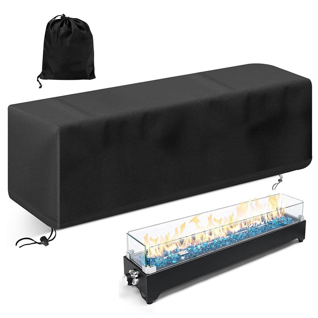 Rectangular Fire Pit Cover 600D Oxford Cloth Tabletop Fire Pit Protection Cover Waterproof Tear-Resistant Cover Outdoor