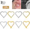 10Pc ASTM F136 Titanium Daith Heart Earring Hoop Cartilage Tragus Helix Rings Hinged Segment Hoop with Clear CZ