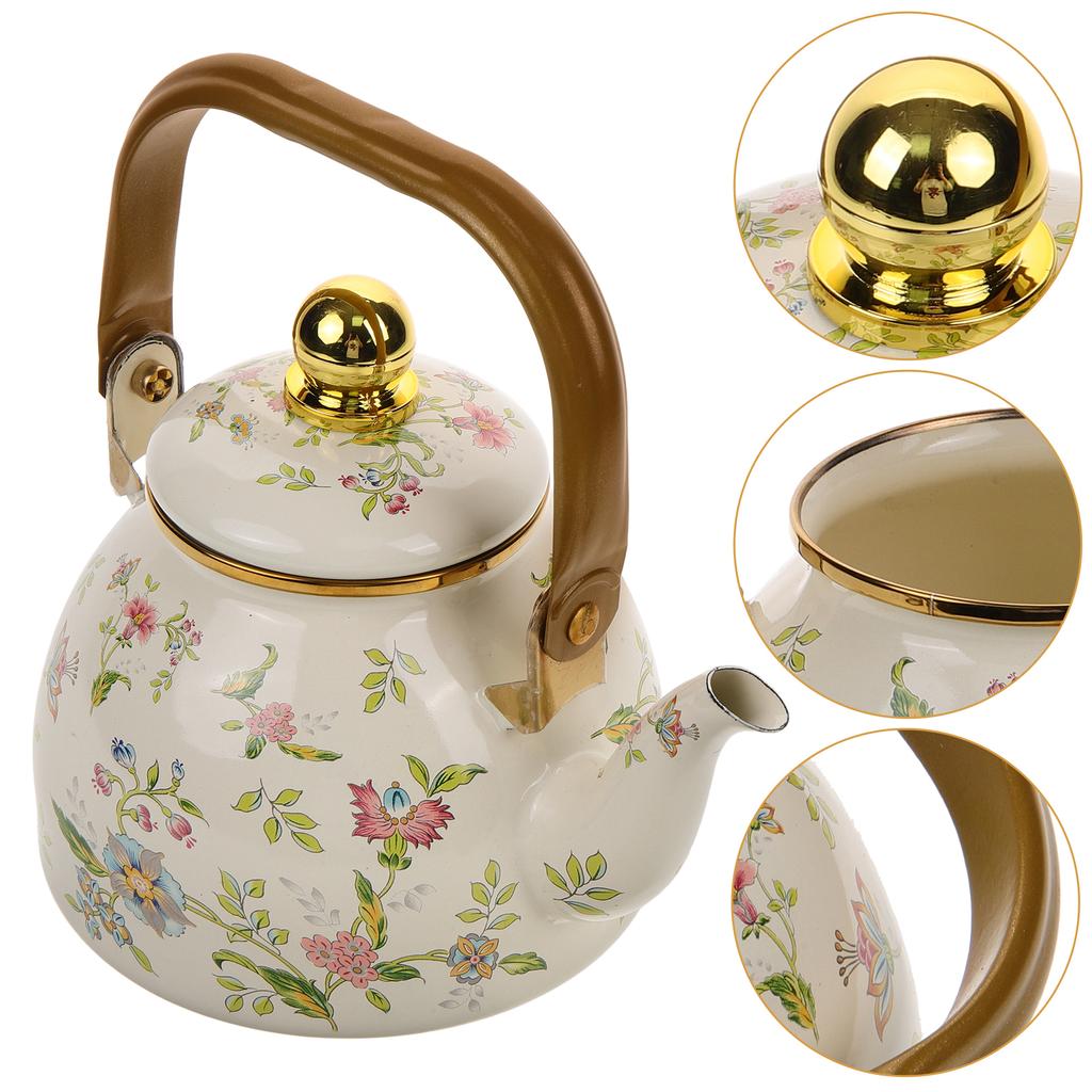 1 литр Винтажный эмалированный чайник с японским дизайном Удобная заварочная поверхность с элегантным цветочным узором для кемпинга