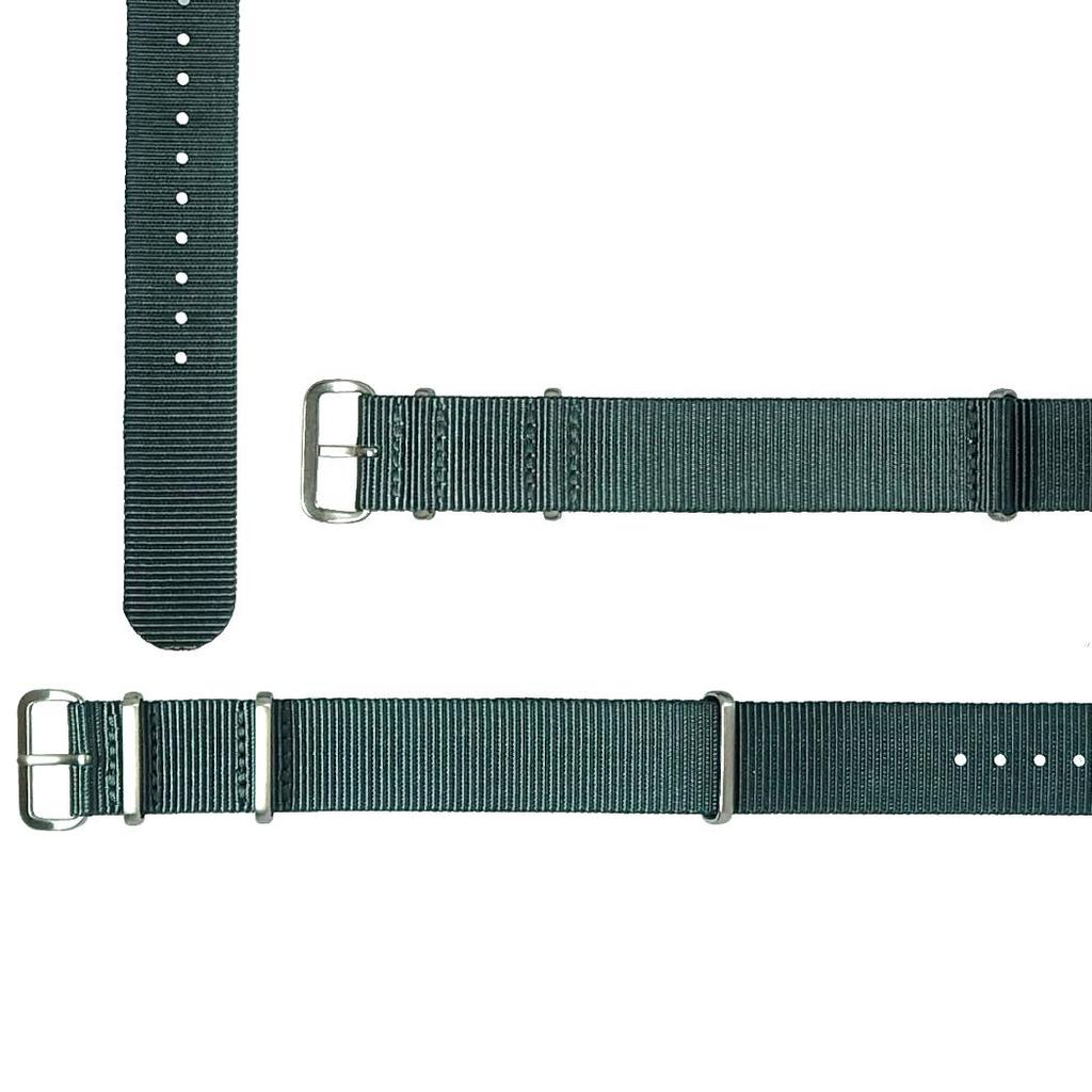 20mm NATO G10 Ballistic Nylon Watch Military Dark [time+] Strap, Band, Gray/Brushed