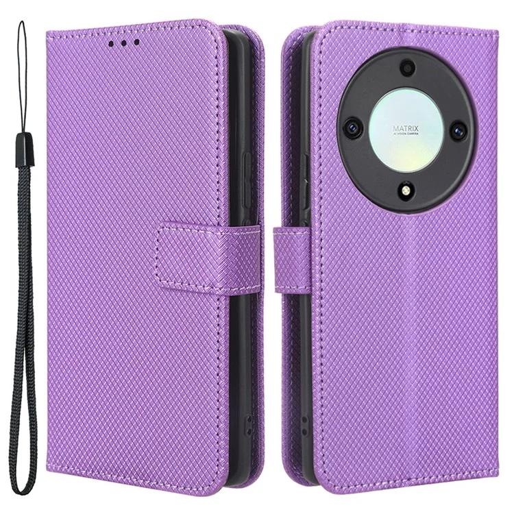 PU Leather Wallet Case for Honor X9a 5G / X40 5G / Magic5 Lite 5G Diamond Texture Stand Cover
