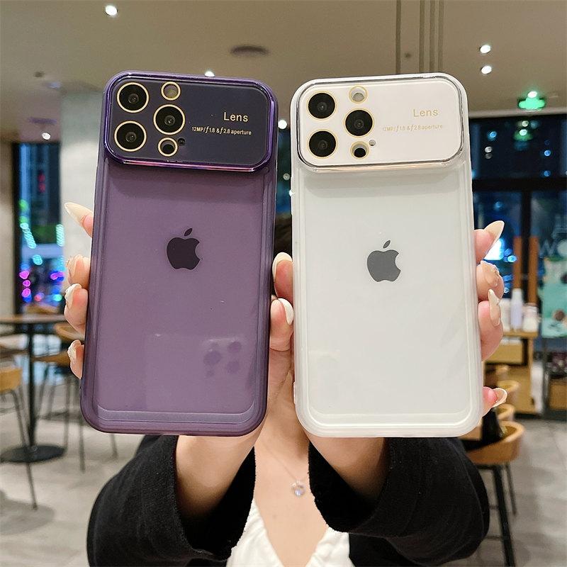 Роскошный чехол для телефона из ТПУ с большим окном и линзами для iPhone 14 13 12 11 Pro Max, универсальный защитный чехол от падения