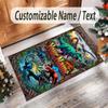 Dinosaur Theme Crystal Velvet Rug Personalized Custom Name Text Soft Floor Mat Home Decor