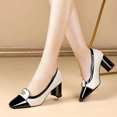 Женские модные черные туфли-лодочки на квадратном каблуке Lady Cool Comfort Summer Office Cabolt Shoes