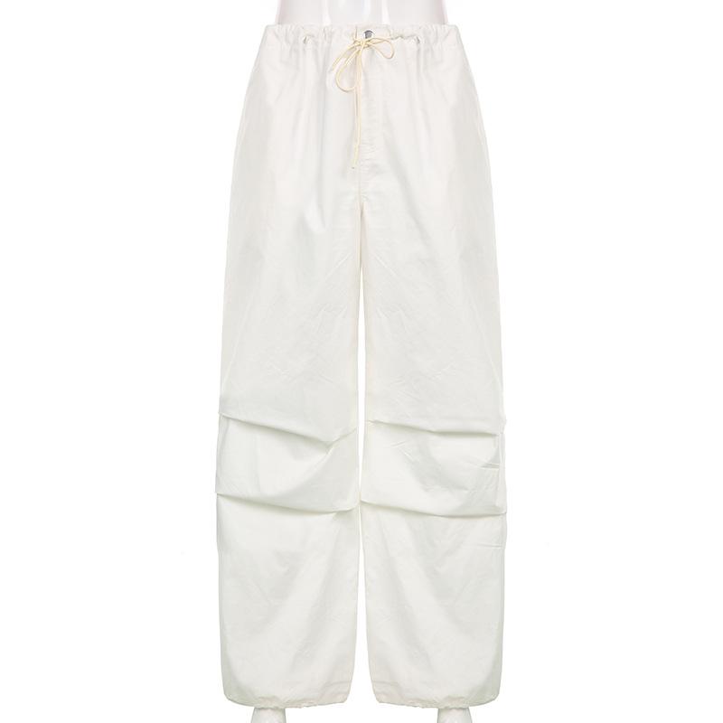 Новая свободная уличная одежда, повседневные мешковатые брюки для бега, широкие брюки-карго с завязками и низкой талией, женские брюки-карго 704