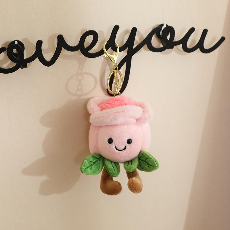 1pc Flowerpot Plush Flower Pendant Cute Key Ring Keychain Rose Tulip Anthurium Succulent Plant Stuffed Fashion Accessory Gift