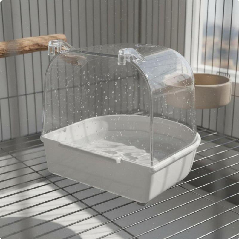 Hanging Bird Bathing Container Clear Plastic Bathtub Bird Pool Bird Cage Bathroom for Garden Birds and Small Pets