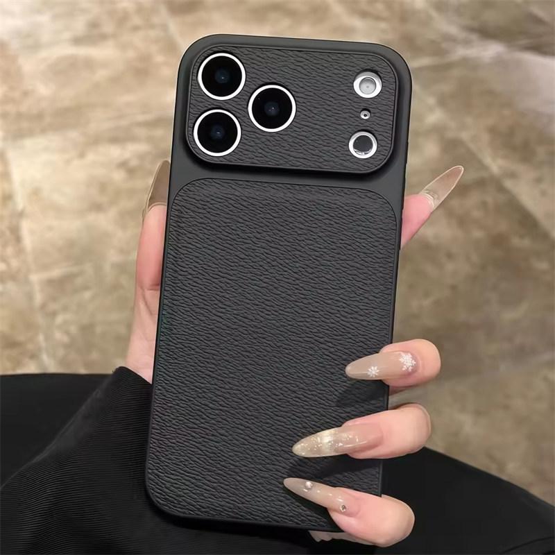 Роскошный мягкий силиконовый чехол для телефона с текстурой личи для iPhone17 Air 13 14 15 16 Pro Max, бампер, задняя крышка