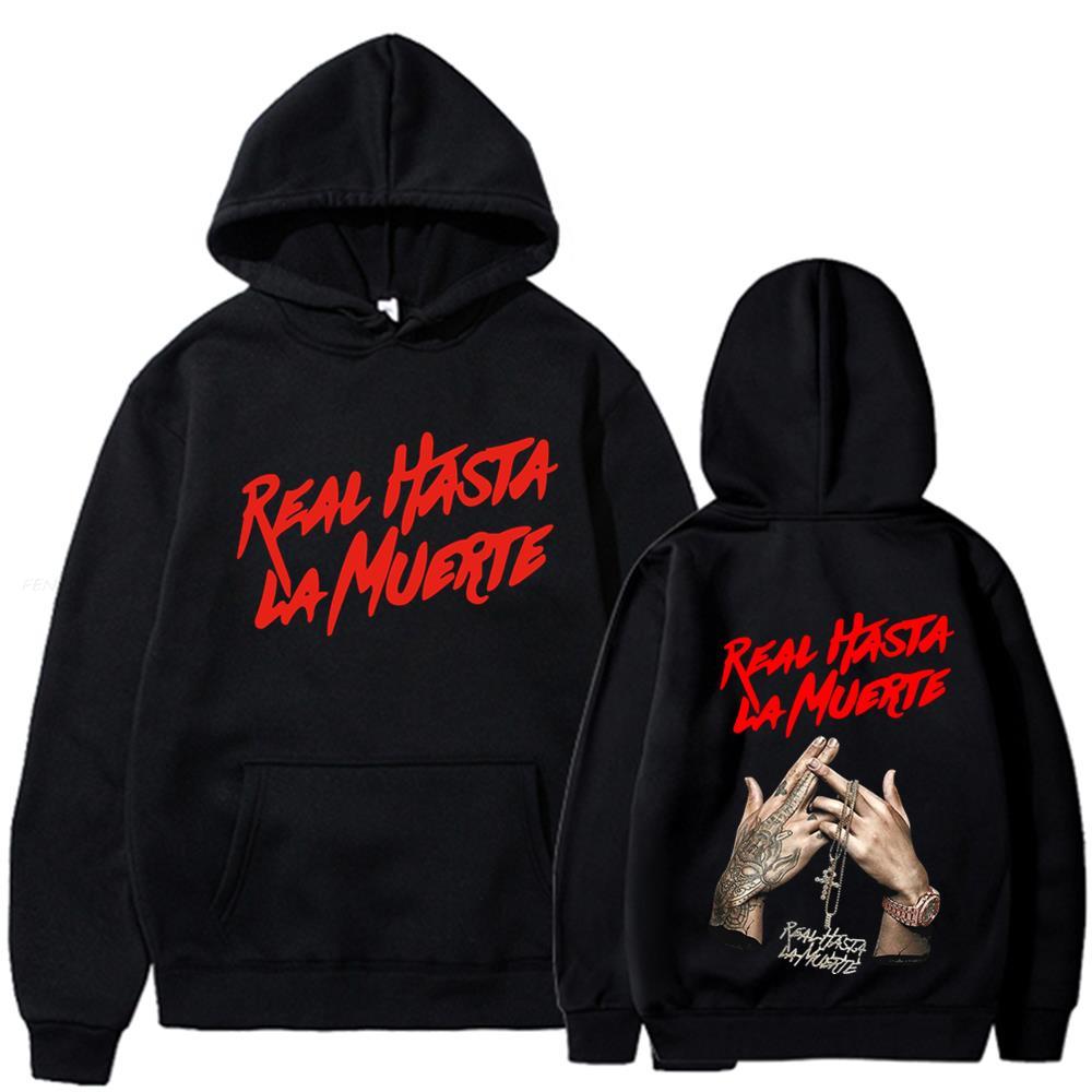 Толстовки с принтом Anuel AA, толстовка, пальто, повседневный спортивный костюм Real Hasta La Muerte, костюм унисекс, женская одежда, пуловер с капюшоном в стиле аниме