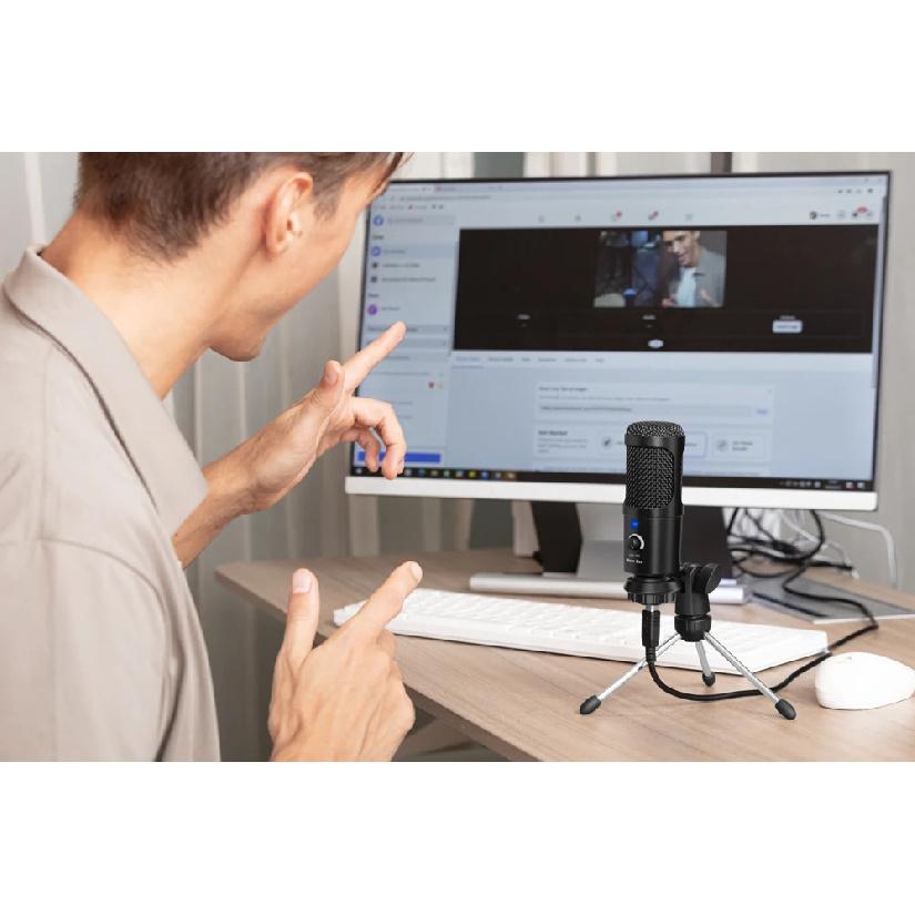 New Bee USB Microphone Condenser Professional Mic with Shock Mount for Computer Laptop Gaming Streaming Recording Studio