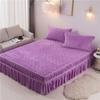 Кровать размера Queen Size, стеганая юбка для кровати из хрустального велюра, толстое теплое фланелевое покрывало, плюшевая простыня на резинке, без наволочек