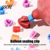 Balloon Sealing Clips 100Pcs Knot Tying Tool, Plastic Clip Sealer for Party Plum Blossom Buckles Decor, Quick Seal Fastener Wedding Birthday, Reusable