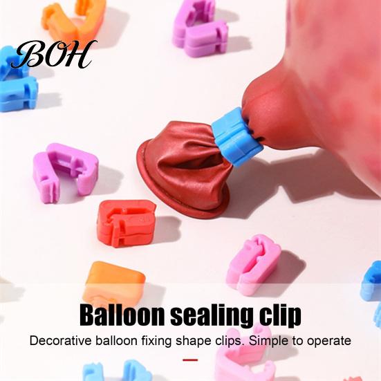 Balloon Sealing Clips 100Pcs Knot Tying Tool, Plastic Clip Sealer for Party Plum Blossom Buckles Decor, Quick Seal Fastener Wedding Birthday, Reusable