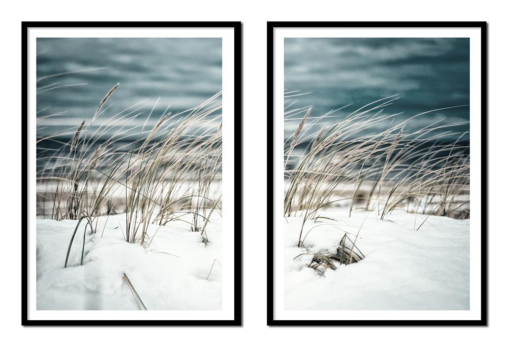 Picture posters In a frame 53x73cm Diptych Set of 2 pictures Winter Field Boho P2181