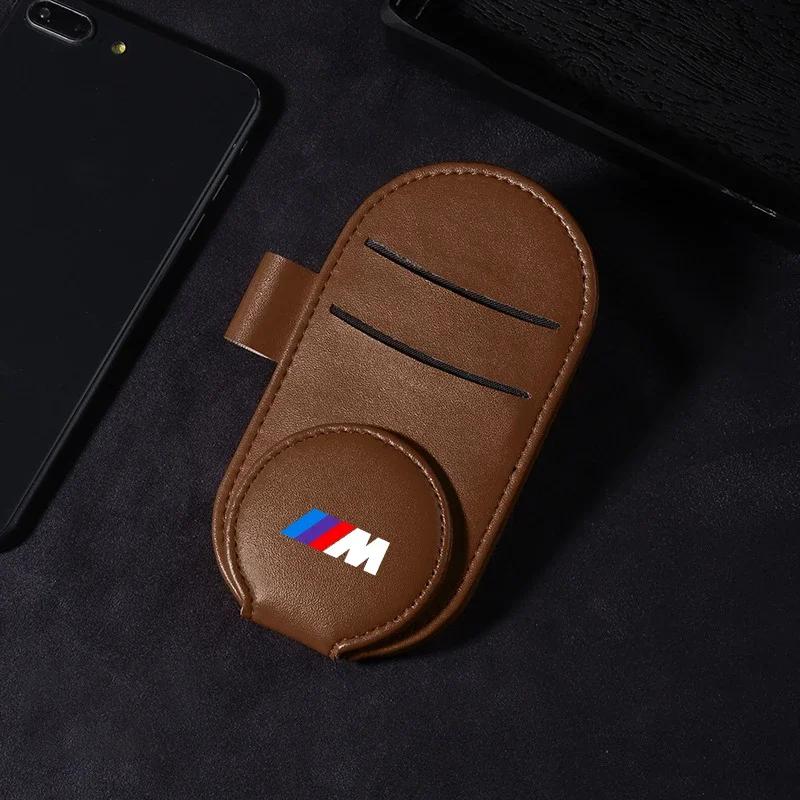 For BMW Leather Car Glasses Clip Sun Visor Multi-function Sunglasses Clip Car Styling For BMW M Performance M3 M5 M6 F20 F10 F13