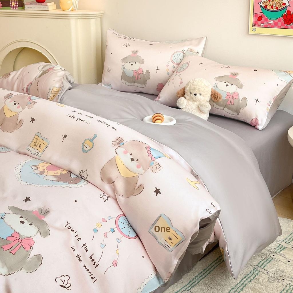 Summer Cartoon Anime Cool Moisture-wicking Breathable Washed Polyester for Quilt Cover Naked Sleeping Bed Sheet Student Set