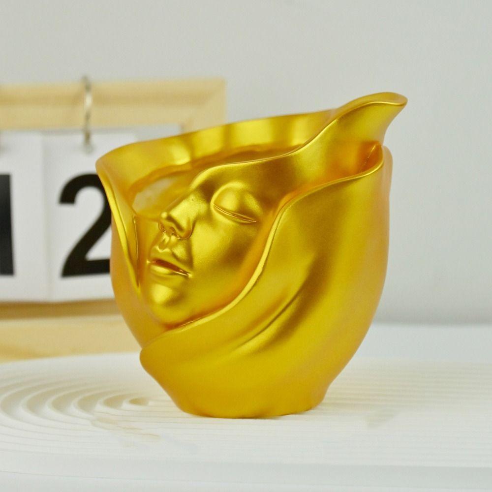 Resin Human Face Vase Aesthetic Hydroponic Flower Holder Character Plant Pot Home