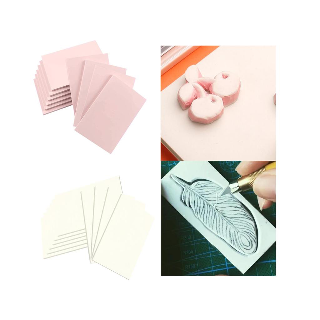 10 Pieces Rubber Carving Blocks Engraving Block Accessories Professional Carft Linoleum Block Stamp Making for Stamping Women