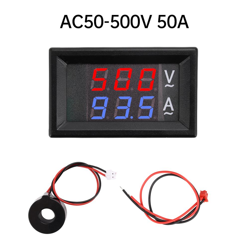 AC50-500V 10A 50A 100A Digital Voltmeter Ammeter 0.28" Dual LED Display Panel with Transformer