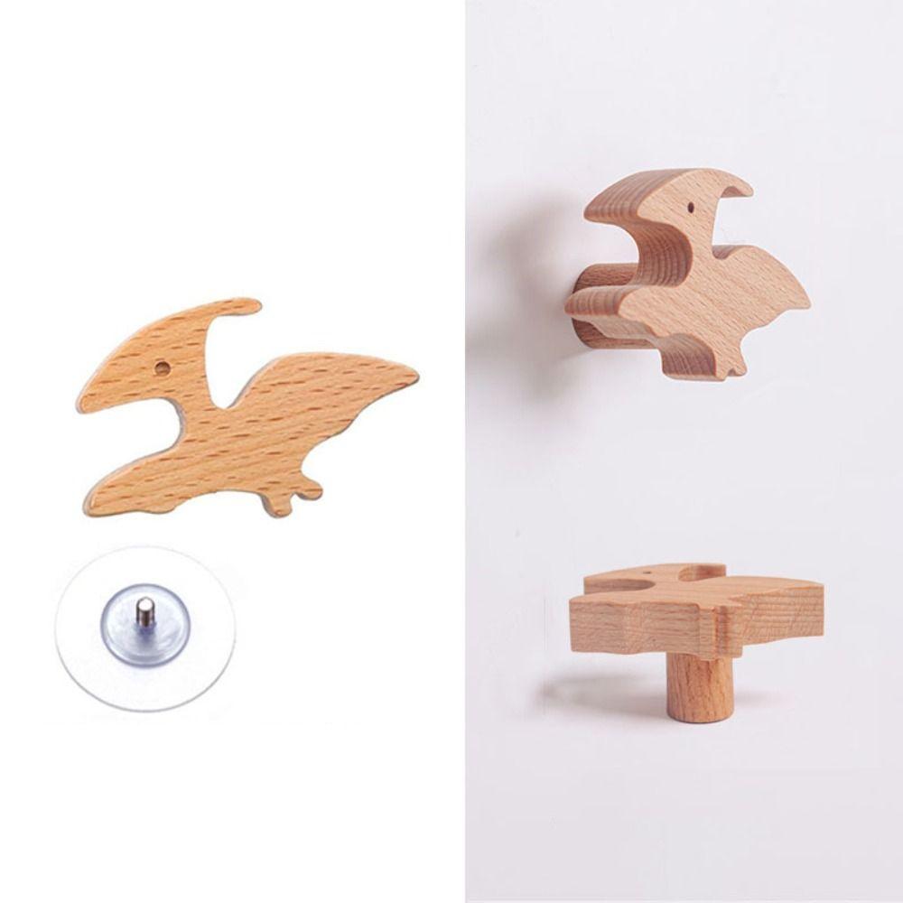 Милые крючки Деревянные дверные ручки Динозавр Шкафы Ящики Ручки Спальня