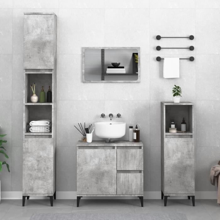 VidaXL Bathroom Cabinet Concrete Grey 30x30x190 Cm 819800