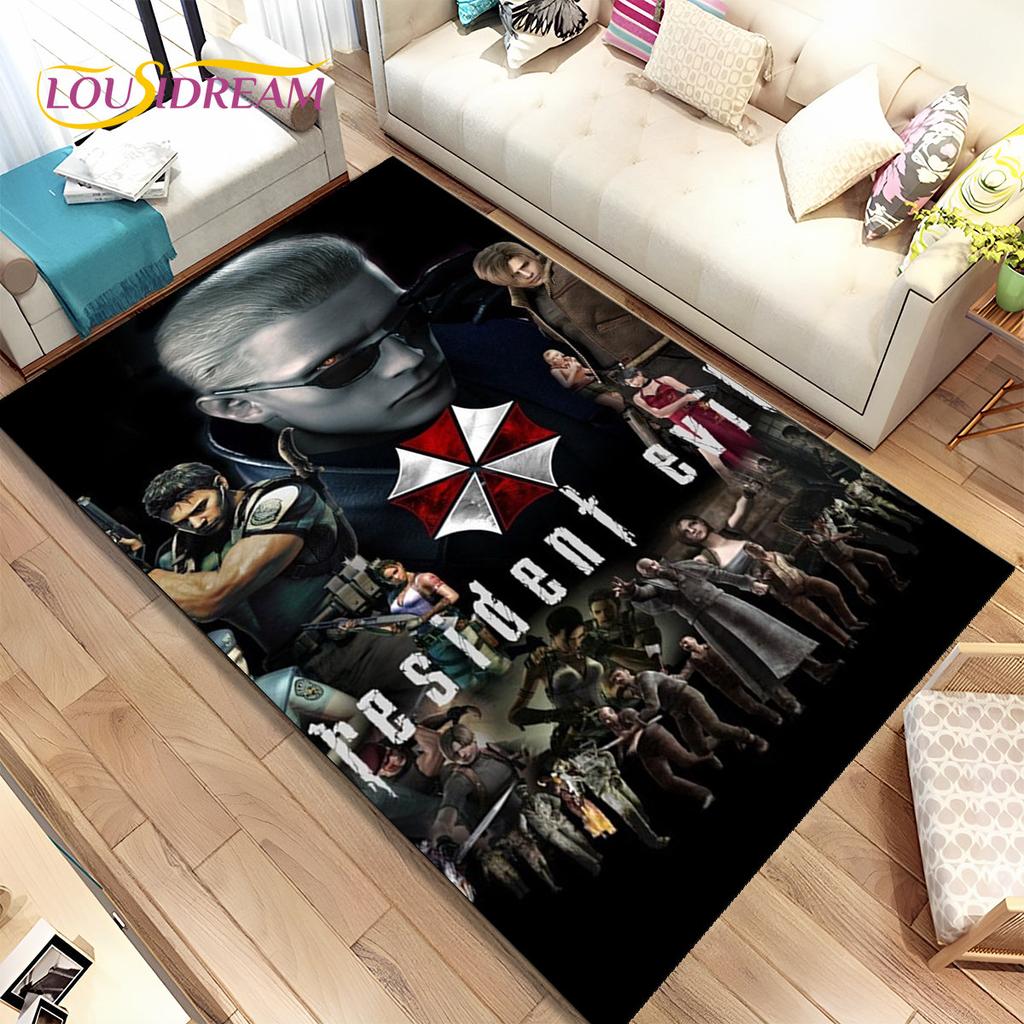 3D R-Resident Evil Games Gamer Area Rug, ковер для гостиной, спальни, дивана, коврика для двери, детский игровой нескользящий коврик
