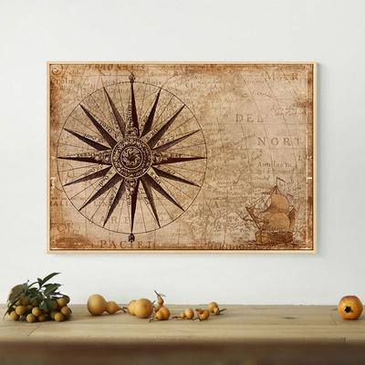 Винтажные Картины Карты на Холсте Картины Компаса Ретро Старое Искусство Картина На Холсте Для Украшения Кабинета Декор Гостиной Настенное Искусство