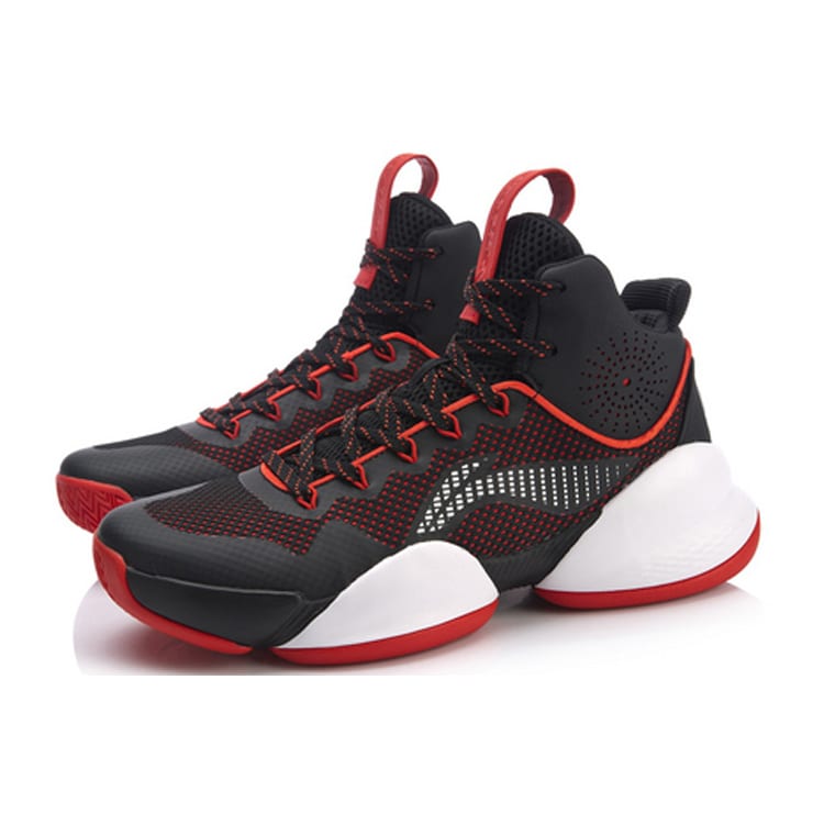 Li Ning Power 5 Нескользящие Легкие Нескользящие Легкие Средние Баскетбольные Кроссовки Мужские Черный Красный ABAN045-4