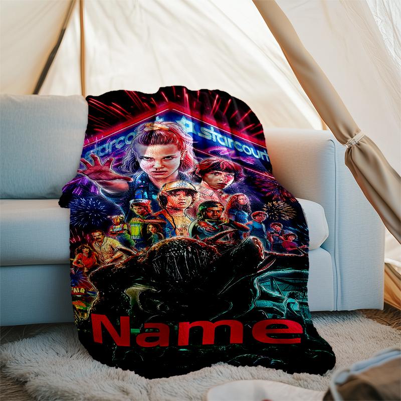Personalized Custom Name Blanket - Stranger Things Print Design,Blanket for Sofa,Bed,Travel,Camping - Soft and Warm, Great Gift