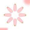 24Pc Middle Length Glitters Fake Nail Gold Trim French Tips Press On Nail Pink Blush Design ABS Constructions