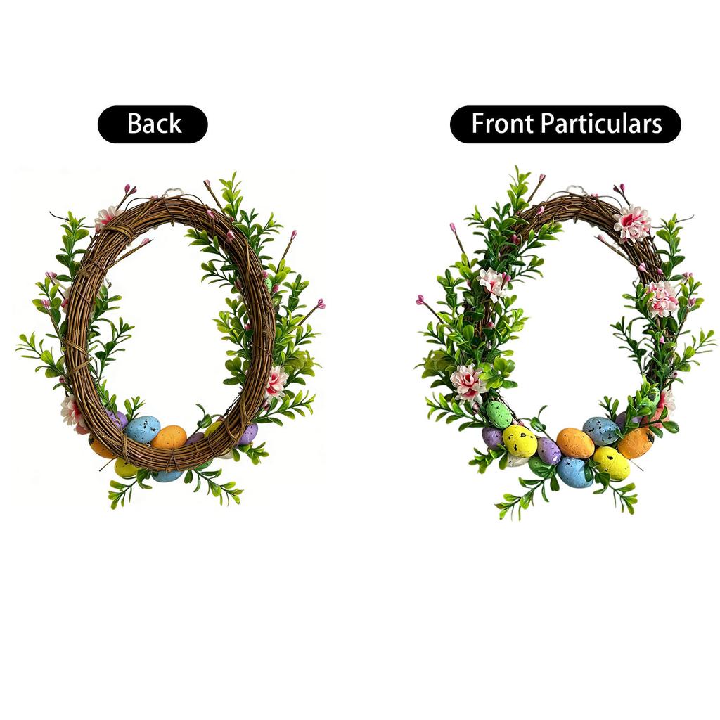 Natural Feel  Artificial Easter Decorative  Wreath, Green