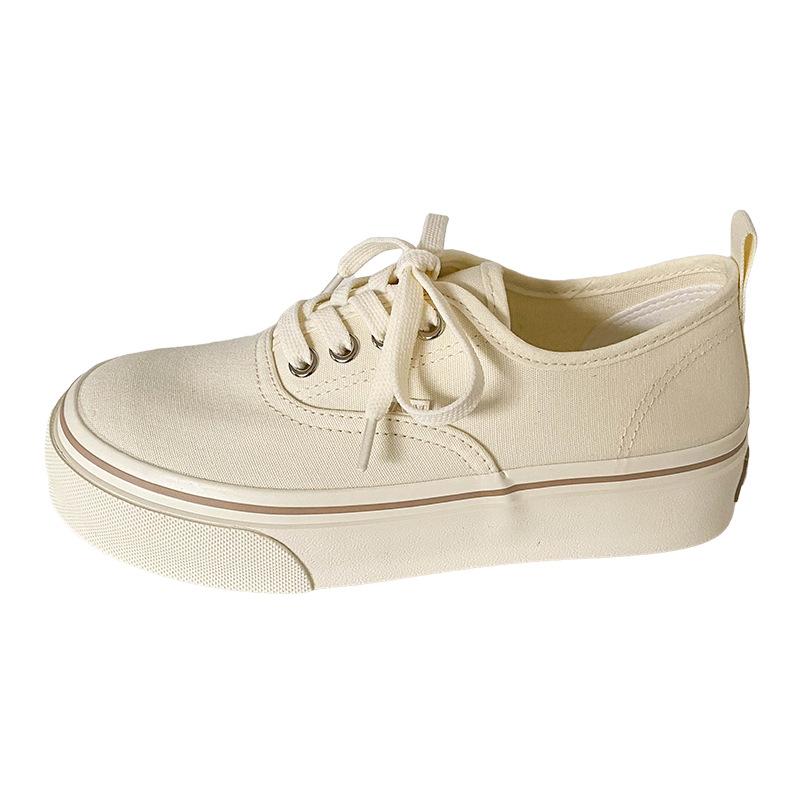 TP368 эластичные шнурки ретро-ботинки на платформе из парусины женские летние новые 2024 популярные туфли для доски универсальные маленькие белые туфли