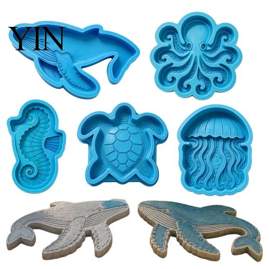 Ocean Animal Shape Casting Form Themed Stepping Stone Silicone Mold for DIY Garden Patio Walkway Path Decor, Reusable Concrete Animals Mold,