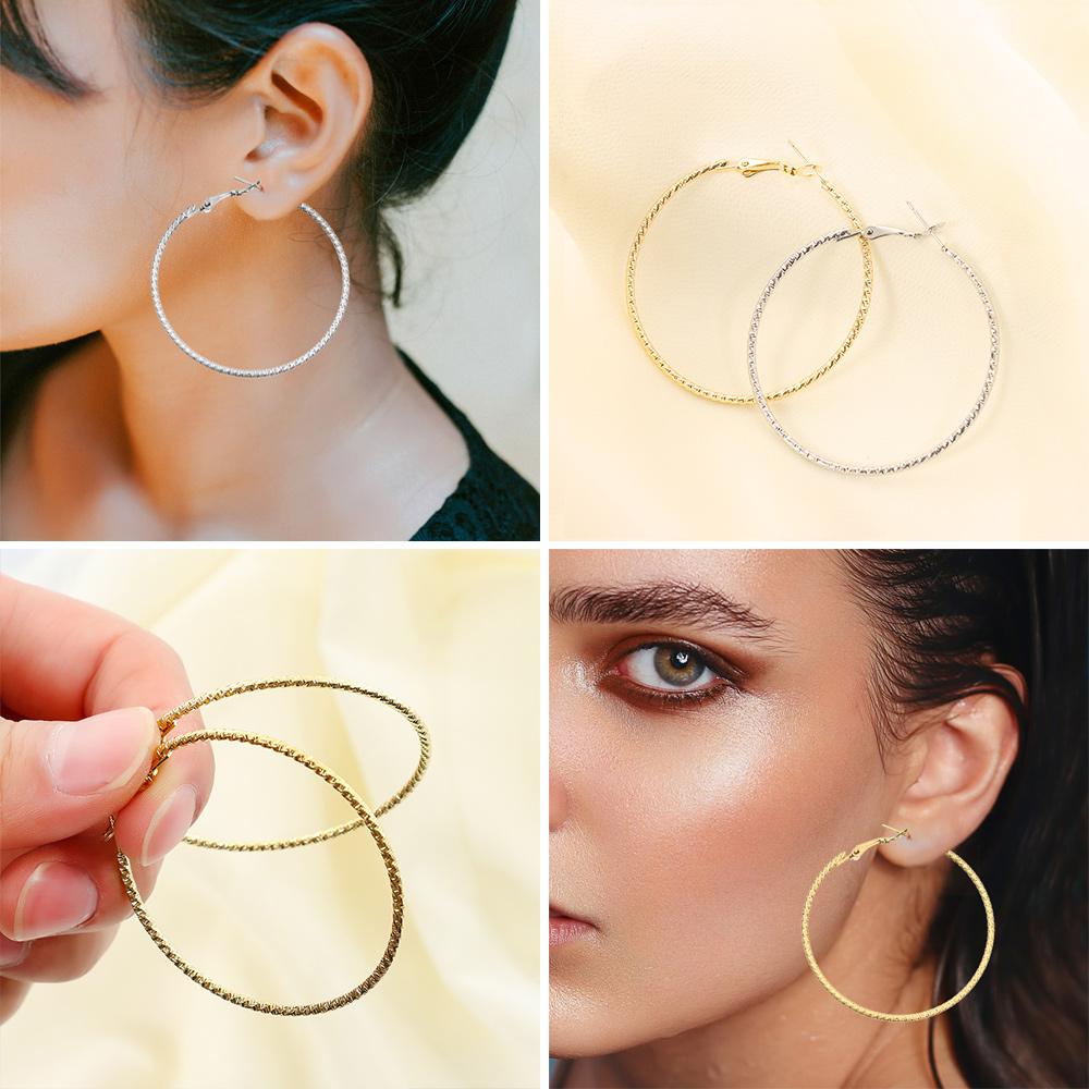 Circle Gorgeous Wedding Engagement Zircon Crystal Drop Dangle Stud Round Hoop Earrings Round Shape