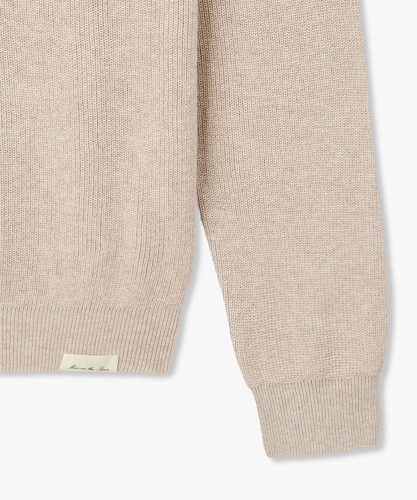MAN ON THE BOON Linen Blend V-Neck Knit Pullover_Beige 4716113007