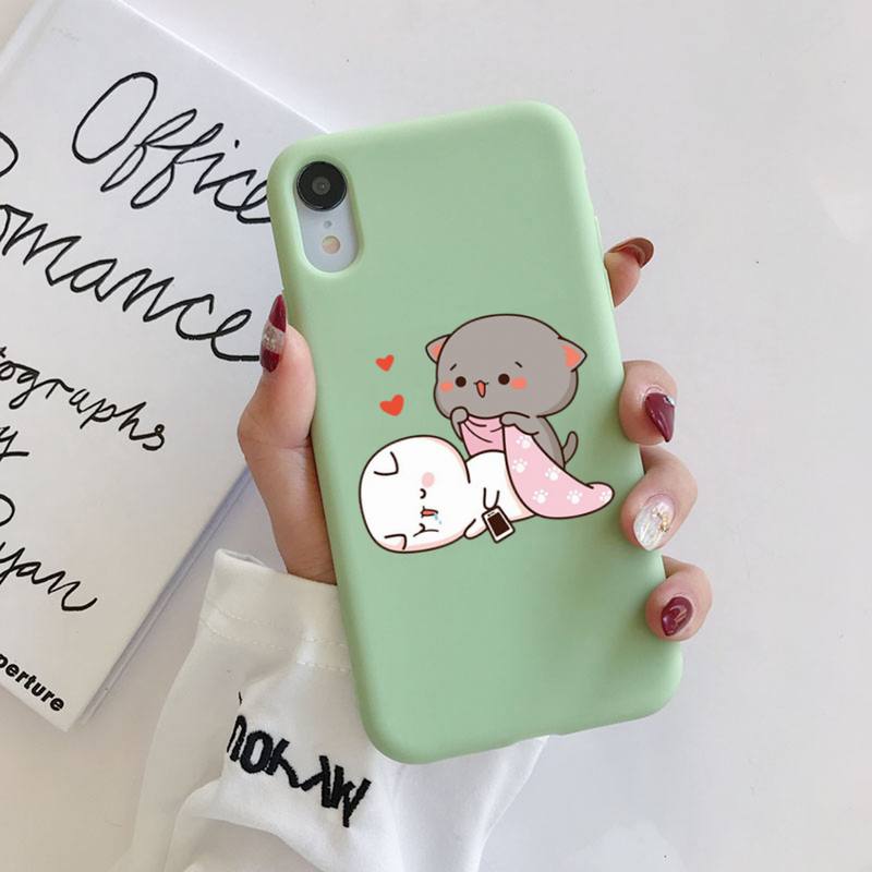 FHNBLJ Mochi Peach Goma Cat Чехол для телефона Мягкий однотонный чехол для iPhone 11 12 13 mini pro XS MAX 8 7 6 6S Plus X XR