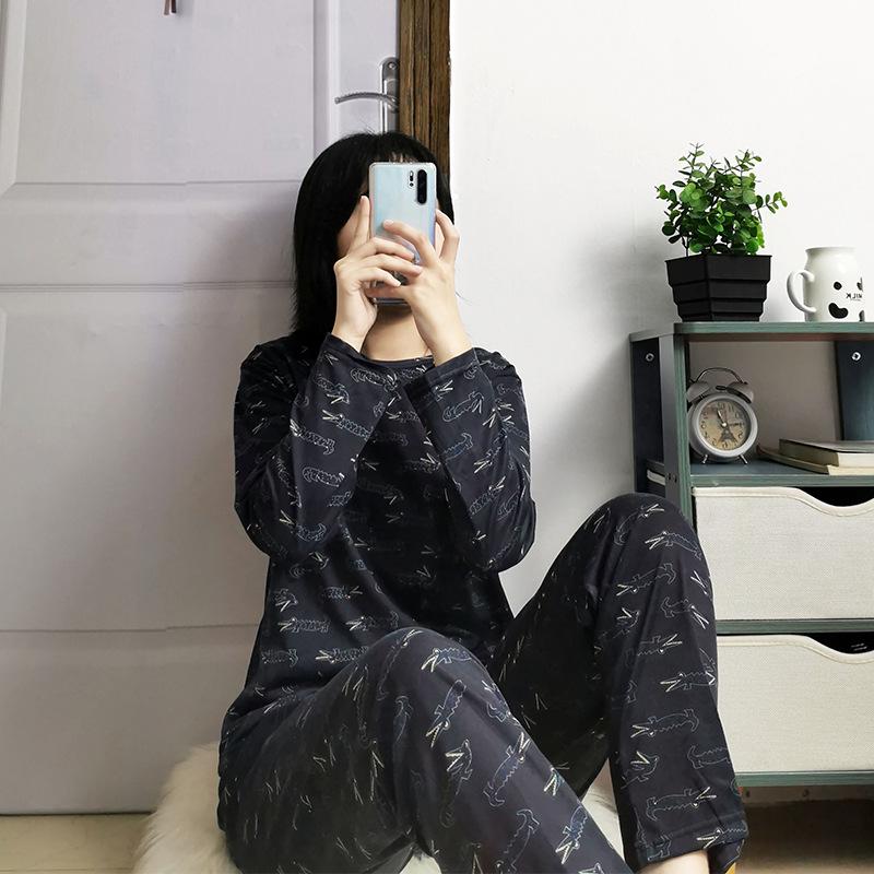 Женский мультяшный пижамный комплект - Рубашка с длинным рукавом и брюки, Домашняя одежда для маленьких студенток на весну и осень