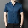 Крутая дышащая мужская рубашка с короткими рукавами, модная повседневная тонкая свободная эластичная рубашка-поло среднего возраста, модная рубашка для мужчин
