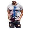 Men's Street Fashion Casual Cross Print Round Neck Short Sleeve