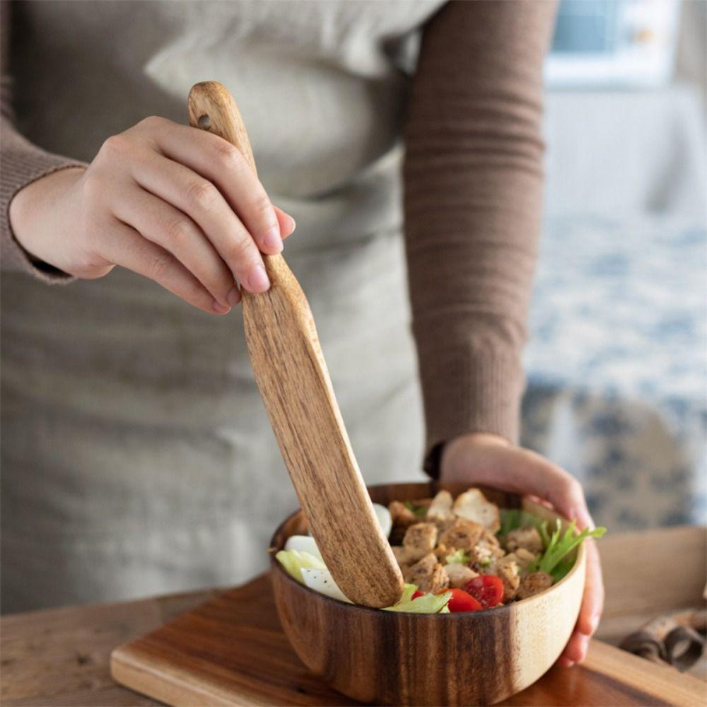 Non Stick Long Handle Spatula Natural Wood Kitchen Leakage Shovel  Kitchenware Supplies
