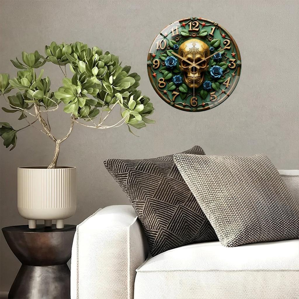 Contemporary 30cm Round Glass Wall Clock with Sweep Second Hand and Quartz Movement