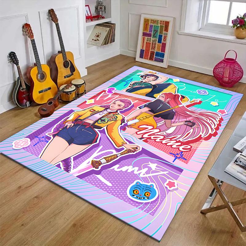 Custom KPop Demon Hunters Mat Personalized Name, Polyester Washable Indoor Entryway Rug, Gift for Christmas, Easter, Thanksgiving Day