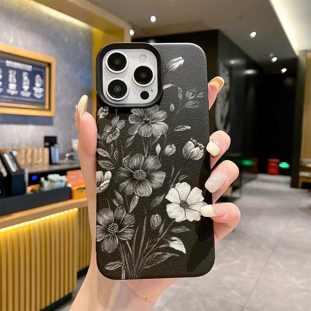 Черный Цветок Эскиз Рисунок Чехол для Телефона для Xiaomi Redmi Note 14 13 12 10 11 9 8 / Redmi A1 A3 A5 Ударопрочный Защита от Царапин