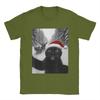 Funny  Cat Selfie with Santa Christmas  Men's T Shirts  Awesome Tees Short Sleeve Round Collar T-Shirts  New Arrival Clothing