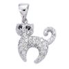 [R7113] - Silver Pendant 'Sublime Cat' Silver White (rhodium) - 15x14mm