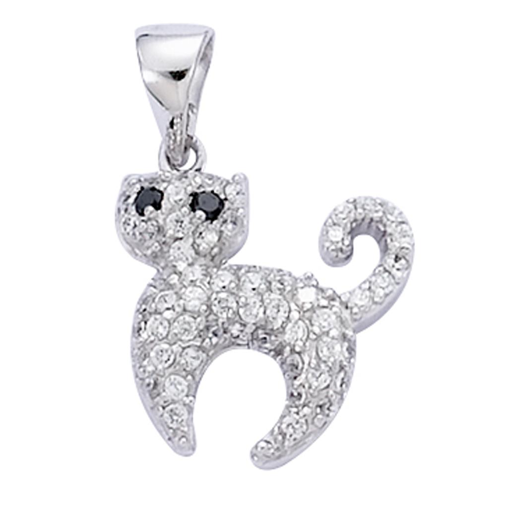 Les Trésors De Lily [R7113] - Silver Pendant 'Sublime Cat' Silver White (rhodium) - 15x14mm