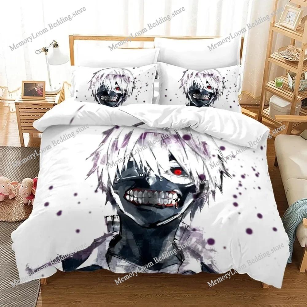 3D-принт аниме Tokyo Ghoul Комплект постельного белья Пододеяльник Постельный комплект Одеяло Наволочка Одеяло King Queen Size Постельное белье для мальчиков и взрослых