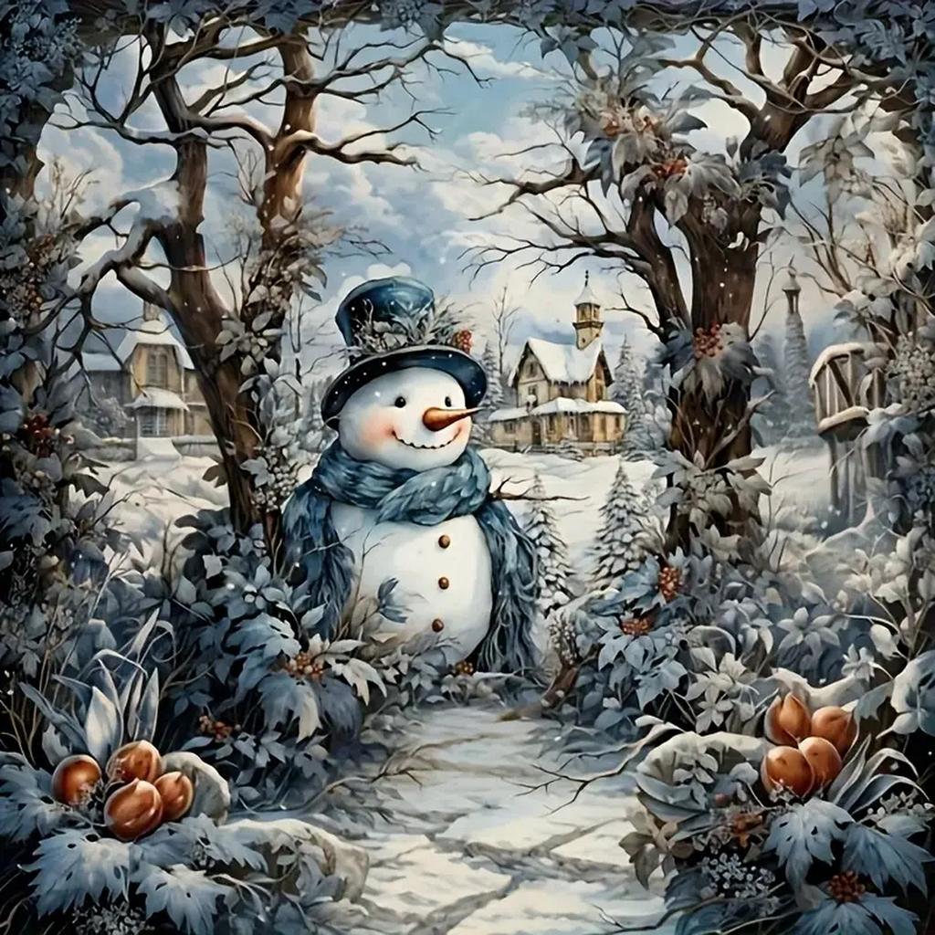 DIY Полная круглая алмазная картина вышивка крестом Счастливого Рождества Санта-Клаус Снеговик Домашнее украшение Искусство Алмазная живопись 5d Алмазная художественная живопись